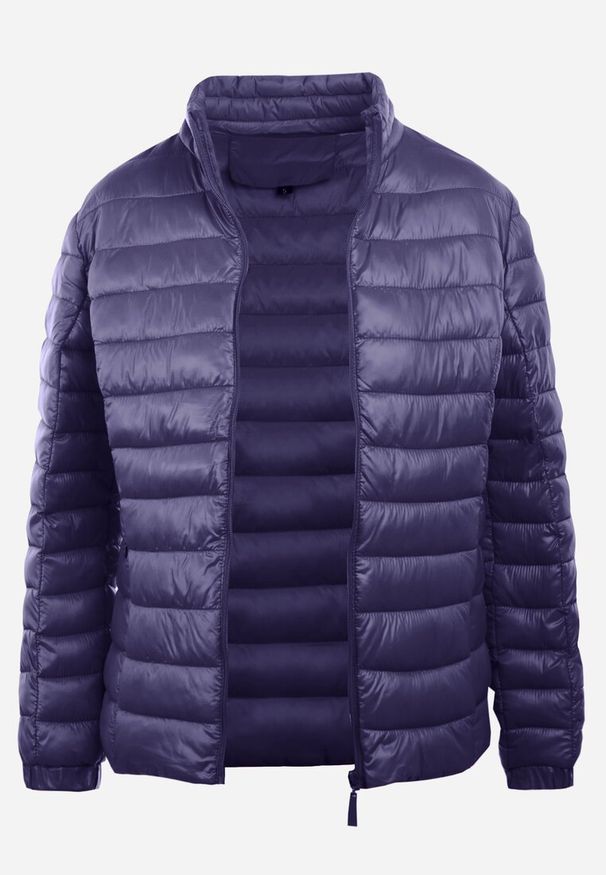 Born2be - Granatowa Kurtka Pikowana Manilia. Typ kołnierza: kołnierzyk stójkowy. Kolor: niebieski. Długość rękawa: długi rękaw. Długość: długie. Wzór: jednolity. Sezon: wiosna, jesień