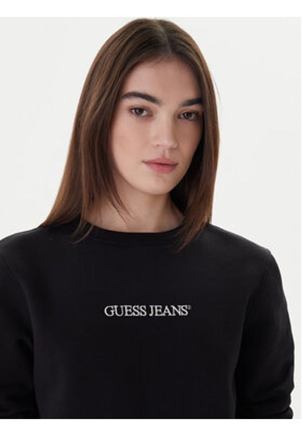 Guess Jeans Bluza W4YQ10 KC811 Czarny Classic Fit. Kolor: czarny. Materiał: bawełna