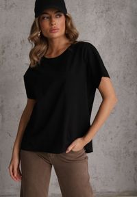 Renee - Czarny T-shirt Basic Oversize z Bawełny Elusis. Okazja: na co dzień. Kolor: czarny. Materiał: bawełna. Styl: casual, elegancki #3