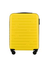 Wittchen - Walizka kabinowa z ABS-u w geometryczny deseń żółta. Kolor: żółty. Materiał: guma. Wzór: geometria. Styl: klasyczny, elegancki