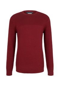 Tom Tailor Sweter 1032302 Bordowy Regular Fit. Kolor: czerwony. Materiał: bawełna #4