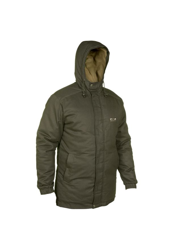 Parka myśliwska SOLOGNAC Taiga 100. Kolor: brązowy, wielokolorowy, zielony. Materiał: poliester, bawełna, materiał. Sezon: zima