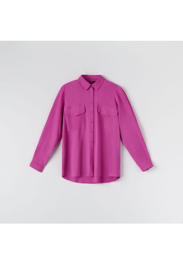 Sinsay - Koszula regular z wiskozy - Fioletowy. Kolor: fioletowy. Materiał: wiskoza