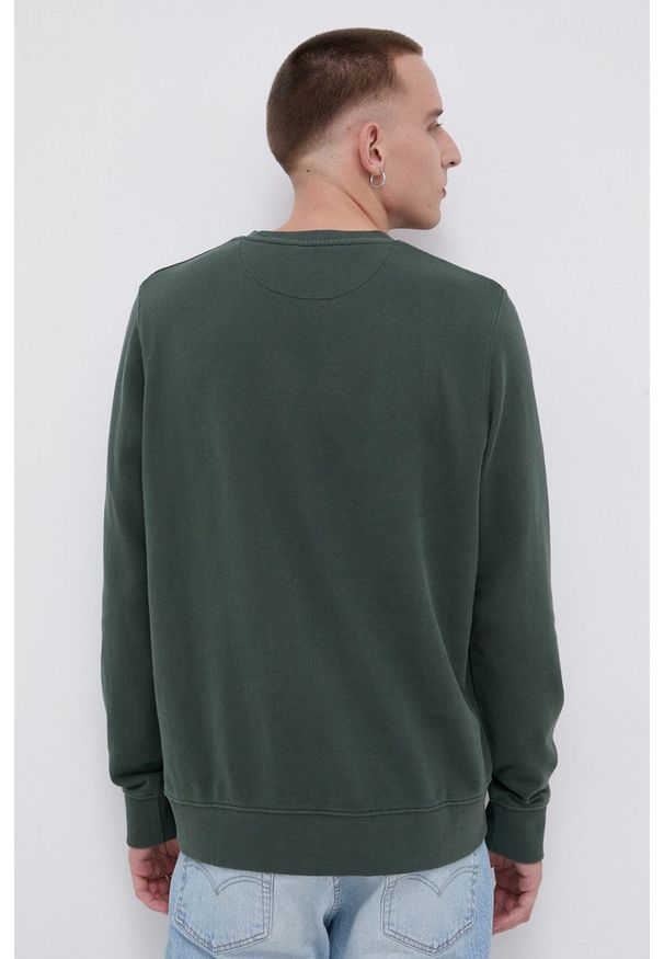 Wrangler Bluza bawełniana męska kolor zielony z nadrukiem. Okazja: na co dzień. Kolor: zielony. Materiał: bawełna. Wzór: nadruk. Styl: casual