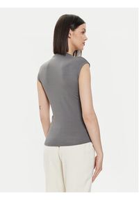 Gina Tricot Top 20883 Szary Slim Fit. Kolor: szary. Materiał: wiskoza #5