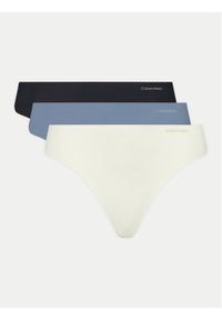 Calvin Klein Underwear Komplet 3 par stringów 000QD3558E Kolorowy. Materiał: syntetyk. Wzór: kolorowy