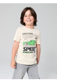 Sinsay - Koszulka z nadrukiem - kremowy. Kolor: kremowy. Wzór: nadruk #1