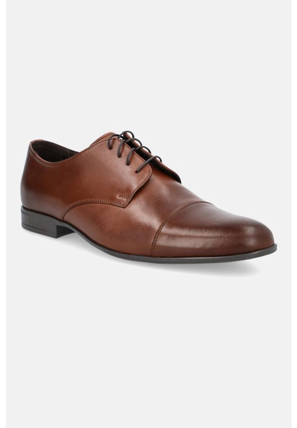 Lancerto - Buty Brązowe Rowan. Nosek buta: otwarty. Kolor: brązowy. Materiał: jeans, tkanina, skóra. Szerokość cholewki: normalna. Styl: klasyczny, elegancki