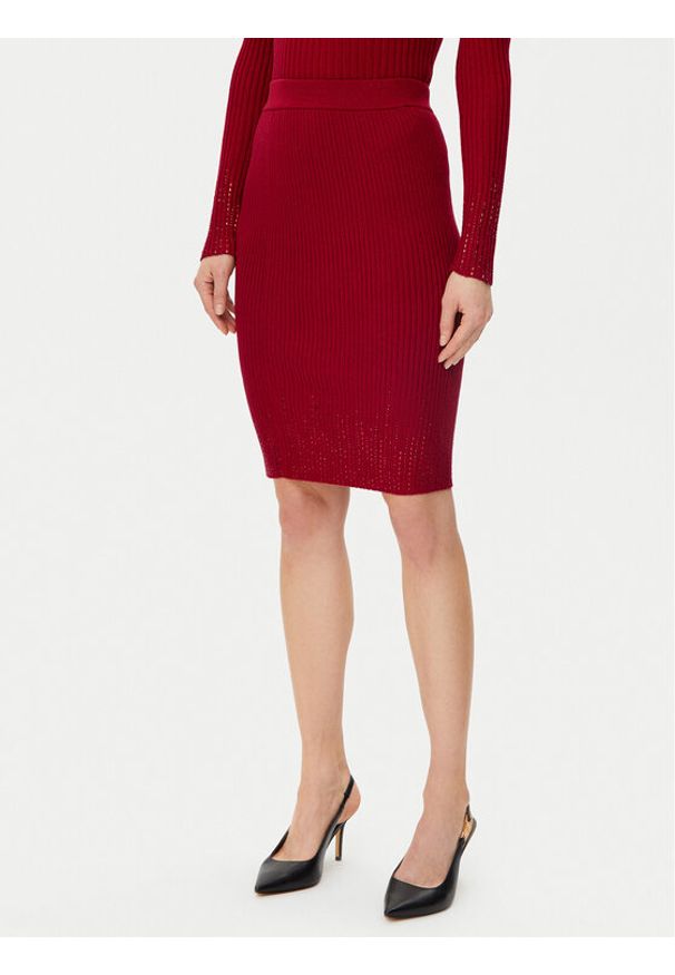Guess Spódnica ołówkowa W5RD83 Z2Y50 Czerwony Slim Fit. Kolor: czerwony. Materiał: syntetyk