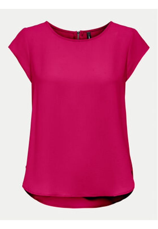 only - ONLY Bluzka 15142784 Różowy Regular Fit. Kolor: różowy. Materiał: syntetyk