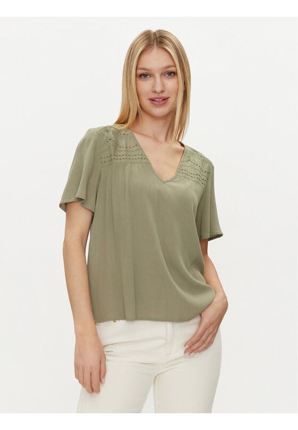 Vila T-Shirt Mesa 14092019 Zielony Regular Fit. Kolor: zielony. Materiał: wiskoza