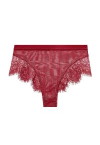 Intica - Koronkowe figi z przewiewnego materiału na co dzień Arendien. Kolor: czerwony. Materiał: materiał, koronka. Wzór: koronka