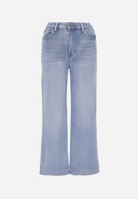 Renee - Niebieskie Jeansy High Waist Wide Leg z Bawełny Grynola. Stan: podwyższony. Kolor: niebieski. Długość: krótkie. Styl: street #8