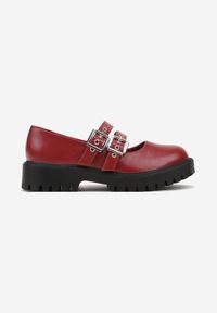 Renee - Bordowe Półbuty Typu Loafersy w Stylu Grugne'owym na Masywnej Podeszwie Iriliati. Okazja: na co dzień. Kolor: czerwony. Wzór: aplikacja. Styl: elegancki, casual #6