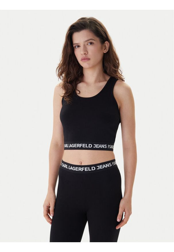 Karl Lagerfeld Jeans Top B1W17048 Czarny Slim Fit. Kolor: czarny. Materiał: bawełna