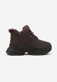 Renee - Brązowe Trapery Sneakersy Vices na Platformie z Tłoczeniem Nirrise. Okazja: na co dzień. Kolor: brązowy. Materiał: dresówka. Obcas: na platformie. Styl: casual #3