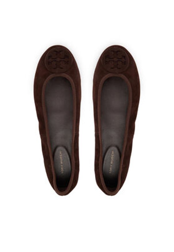 Tory Burch Baleriny Reva Travel Ballet 177247 Brązowy. Kolor: brązowy. Materiał: skóra, zamsz