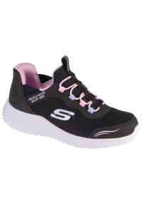 skechers - Buty sportowe Sneakersy dziewczęce, Slip-Ins: Bounder - Simple Cut. Kolor: czarny. Materiał: tkanina, syntetyk. Sport: turystyka piesza