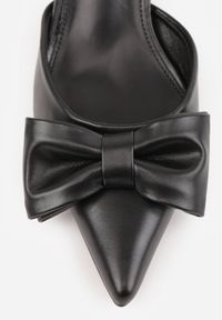 Born2be - Czarne Szpilki z Paskiem na Pięcie i Kokardą Adote. Zapięcie: pasek. Kolor: czarny. Materiał: satyna. Obcas: na szpilce. Styl: elegancki, klasyczny #2