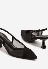 Renee - Czarne Przezroczyste Sandały na Kaczuszce Typu Slingback Atilessa. Zapięcie: sprzączka. Kolor: czarny. Materiał: jeans. Sezon: lato. Obcas: na szpilce. Styl: klasyczny, elegancki, wizytowy #3