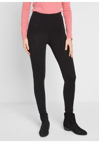 bonprix - Legginsy z szerokim wygodnym paskiem. Kolor: czarny. Materiał: bawełna #1