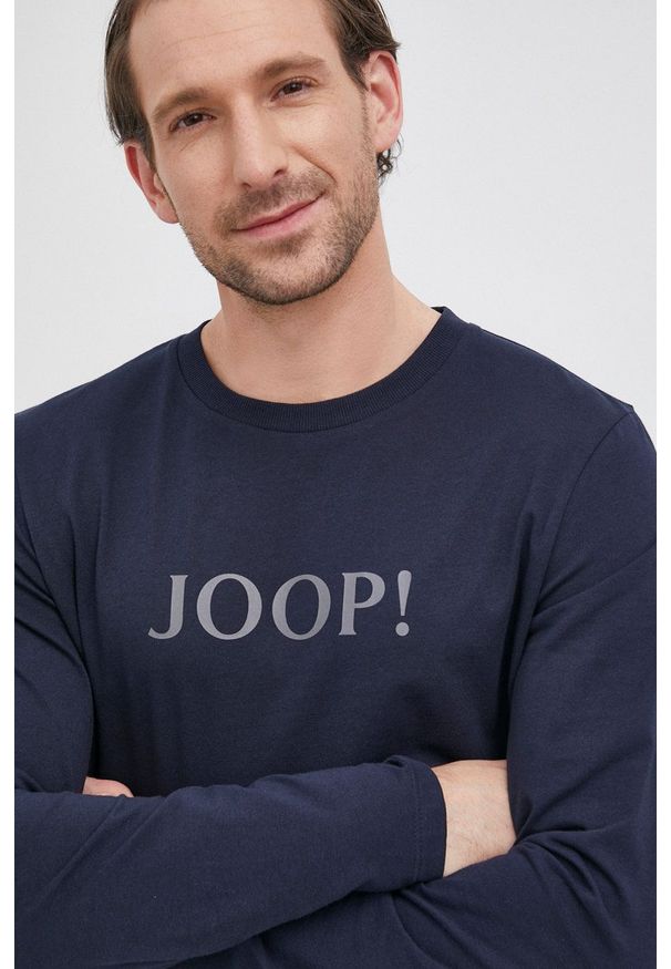 JOOP! - Joop! Longsleeve męski kolor granatowy melanżowy. Okazja: na co dzień. Kolor: niebieski. Materiał: bawełna. Długość rękawa: długi rękaw. Wzór: melanż. Styl: casual