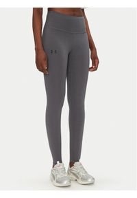 Under Armour Legginsy Rival 1386482 Szary Slim Fit. Kolor: szary. Materiał: bawełna