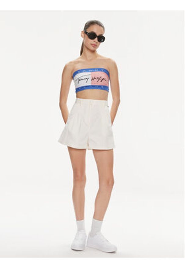 Tommy Jeans Top Flag UW0UW05151 Niebieski Slim Fit. Kolor: niebieski. Materiał: bawełna