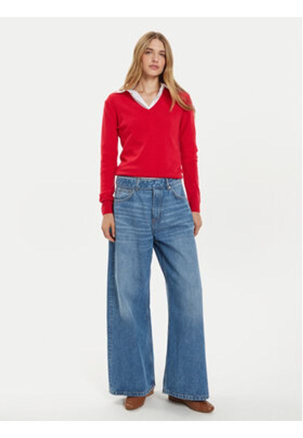 United Colors of Benetton - United Colors Of Benetton Sweter 1002D4488 Czerwony Regular Fit. Kolor: czerwony. Materiał: wełna