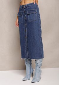 Renee - Niebieska Jeansowa Spódnica Midi na Guziki Edinalla. Kolor: niebieski. Materiał: jeans #3