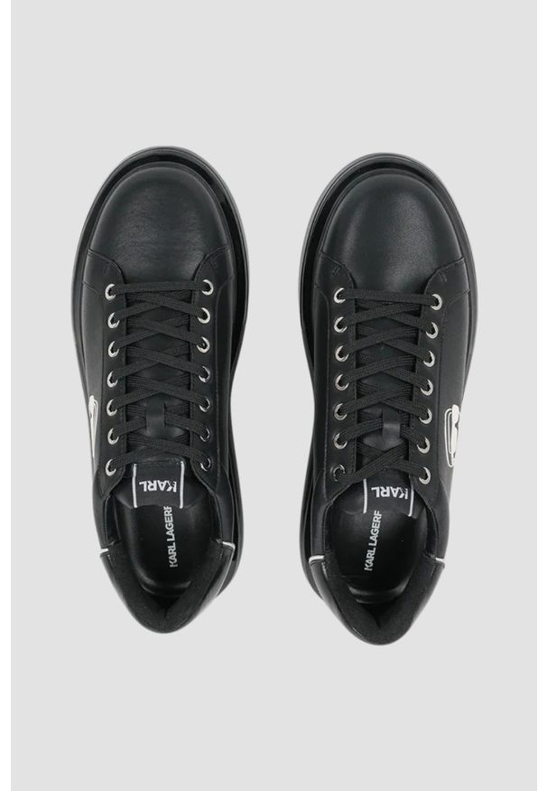 Karl Lagerfeld - KARL LAGERFELD Czarne męskie sneakersy skórzane Kapri Kushion NFT, Rozmiar 42. Okazja: na co dzień. Kolor: czarny. Materiał: skóra
