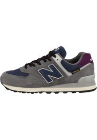 Buty do chodzenia męskie New Balance U574KGN. Zapięcie: sznurówki. Kolor: szary. Materiał: syntetyk, tkanina, skóra, materiał. Szerokość cholewki: normalna. Model: New Balance 574. Sport: turystyka piesza
