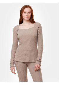 Triumph Koszulka piżamowa Thermal MyWear Top LSL 10216551 Beżowy Regular Fit. Kolor: beżowy. Materiał: syntetyk #1