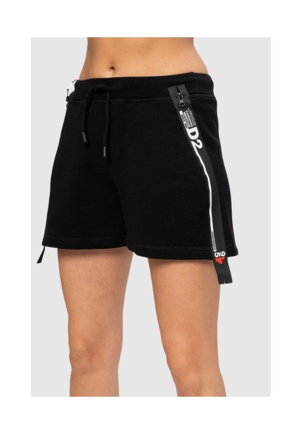 DSQUARED2 Czarne szorty damskie z zamkami, Rozmiar XS. Kolor: czarny. Materiał: bawełna