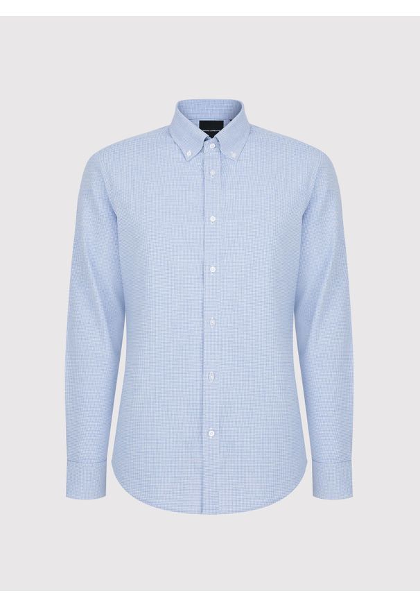Pako Lorente - PAKO LORENTE - Niebieska koszula w pepitkę. Kolor: niebieski. Materiał: bawełna. Długość rękawa: długi rękaw. Długość: długie