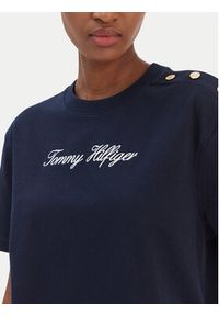 TOMMY HILFIGER - Tommy Hilfiger T-Shirt Script WW0WW47819 Granatowy Regular Fit. Kolor: niebieski. Materiał: bawełna #4