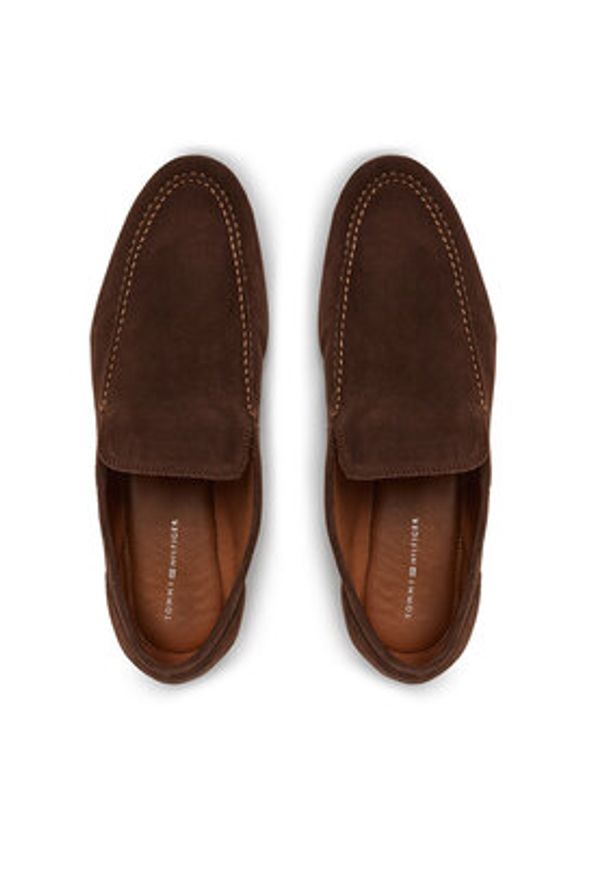 TOMMY HILFIGER - Tommy Hilfiger Półbuty Hilfiger Flexible Suede Loafer FM0FM05496 Brązowy. Kolor: brązowy. Materiał: zamsz, skóra