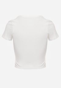 Born2be - Biały Gładki T-shirt o Krótszym Kroju Errora. Okazja: na co dzień. Kolor: biały. Materiał: materiał, jeans. Długość: krótkie. Wzór: gładki. Styl: casual #5