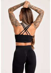 GYM GLAMOUR - Stanik fitness cardio damski Gym Glamour push up 2.0. Kolor: czarny. Rodzaj stanika: push-up. Sport: fitness