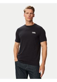 Karl Lagerfeld - KARL LAGERFELD T-Shirt 755781 563235 Granatowy Regular Fit. Typ kołnierza: dekolt w karo. Kolor: niebieski. Materiał: bawełna #1