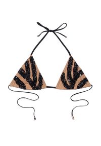 BEACH BUNNY - Top od bikini Jolie. Kolor: czarny. Materiał: jeans, materiał. Wzór: aplikacja #2