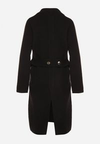 Born2be - Czarny Elegancki Długi Płaszcz Dwurzędowy Oritusa. Okazja: na co dzień, na spacer. Kolor: czarny. Materiał: jeans. Długość: długie. Styl: elegancki #3