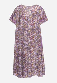 Born2be - Fioletowa Wiskozowa Sukienka Rozkloszowana we Wzór Paisley Mastis. Kolor: fioletowy. Materiał: wiskoza. Wzór: paisley #6