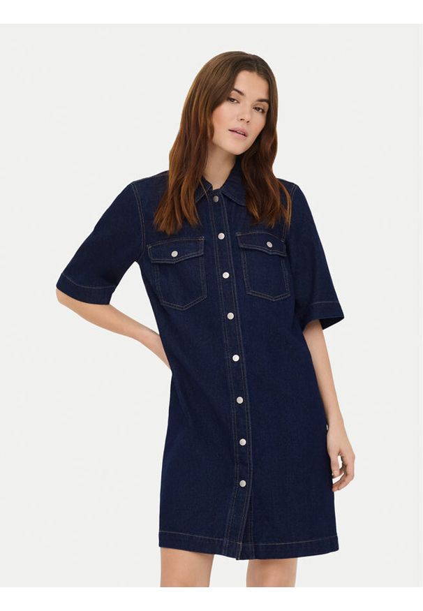 only - ONLY Sukienka jeansowa Belle 15324384 Granatowy Regular Fit. Kolor: niebieski. Materiał: bawełna