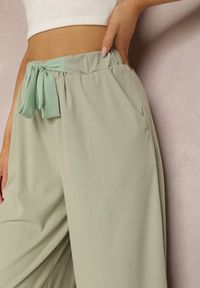 Renee - Zielone Spodnie Tofi. Kolor: zielony. Materiał: materiał, bawełna, tkanina. Wzór: ażurowy, jednolity, gładki #5