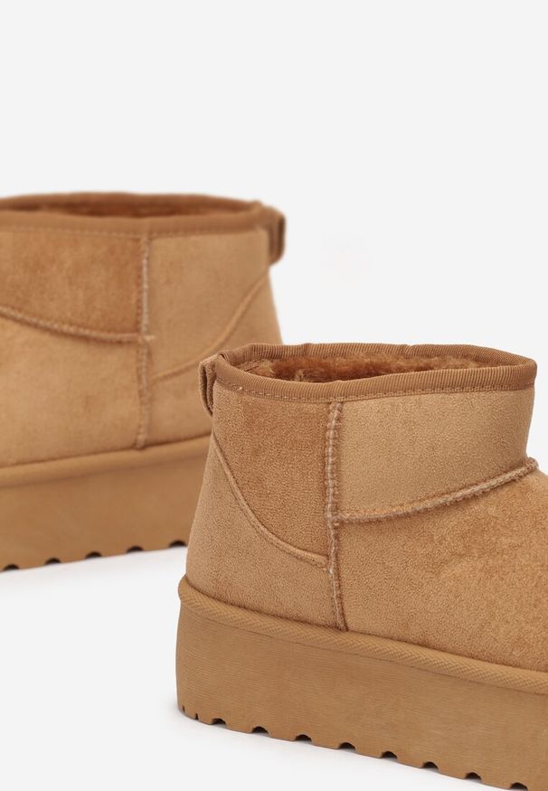 Born2be - Brązowe Śniegowce na Platformie Sireella. Okazja: na co dzień. Kolor: brązowy. Materiał: futro, jeans. Obcas: na platformie. Styl: sportowy, casual