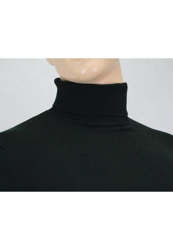 Golf Czarny, Męski Elegancki - Brave Soul - 100% BAWEŁNA. Typ kołnierza: golf. Kolor: czarny. Materiał: bawełna. Sezon: jesień, zima. Styl: elegancki