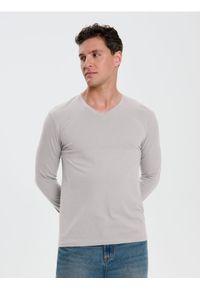 Sinsay - Bawełniana koszulka basic - beżowy. Kolor: beżowy. Materiał: bawełna