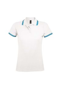 SOL'S - Damska Koszulka Polo Pasadena. Typ kołnierza: polo. Kolor: biały, wielokolorowy, niebieski