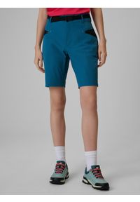 4f - 4F Spodenki trekkingowe szybkoschnące damskie - turkusowe XXL. Stan: podwyższony. Kolor: turkusowy. Materiał: skóra, tkanina. Długość: do kolan. Sezon: lato. Sport: turystyka piesza #2